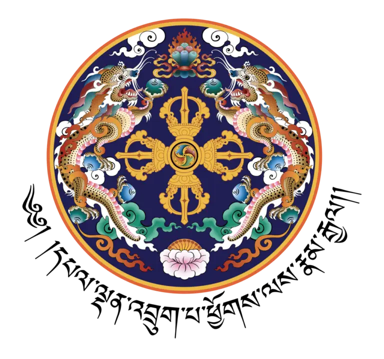National Emblem of Bhutan, colour with black text