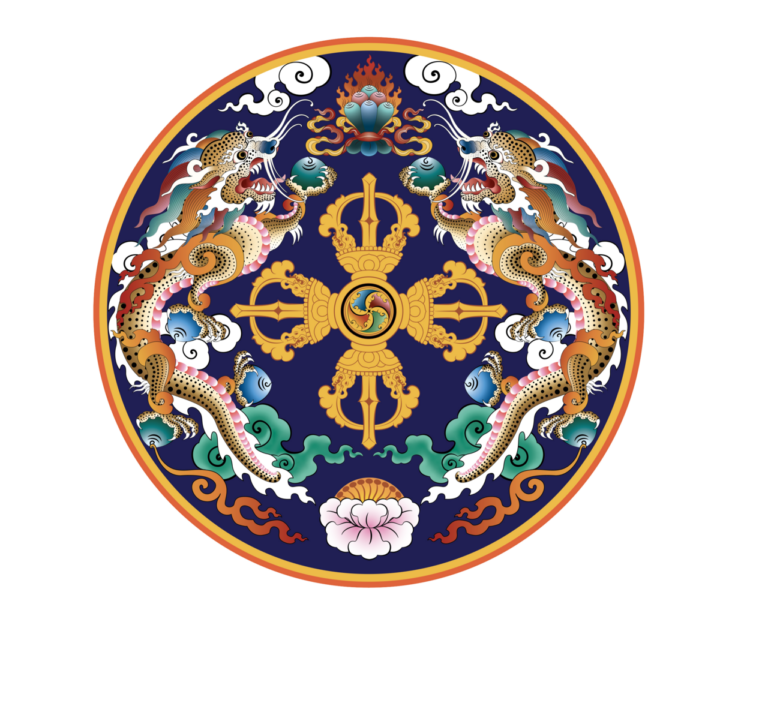 National Emblem of Bhutan, colour with white text