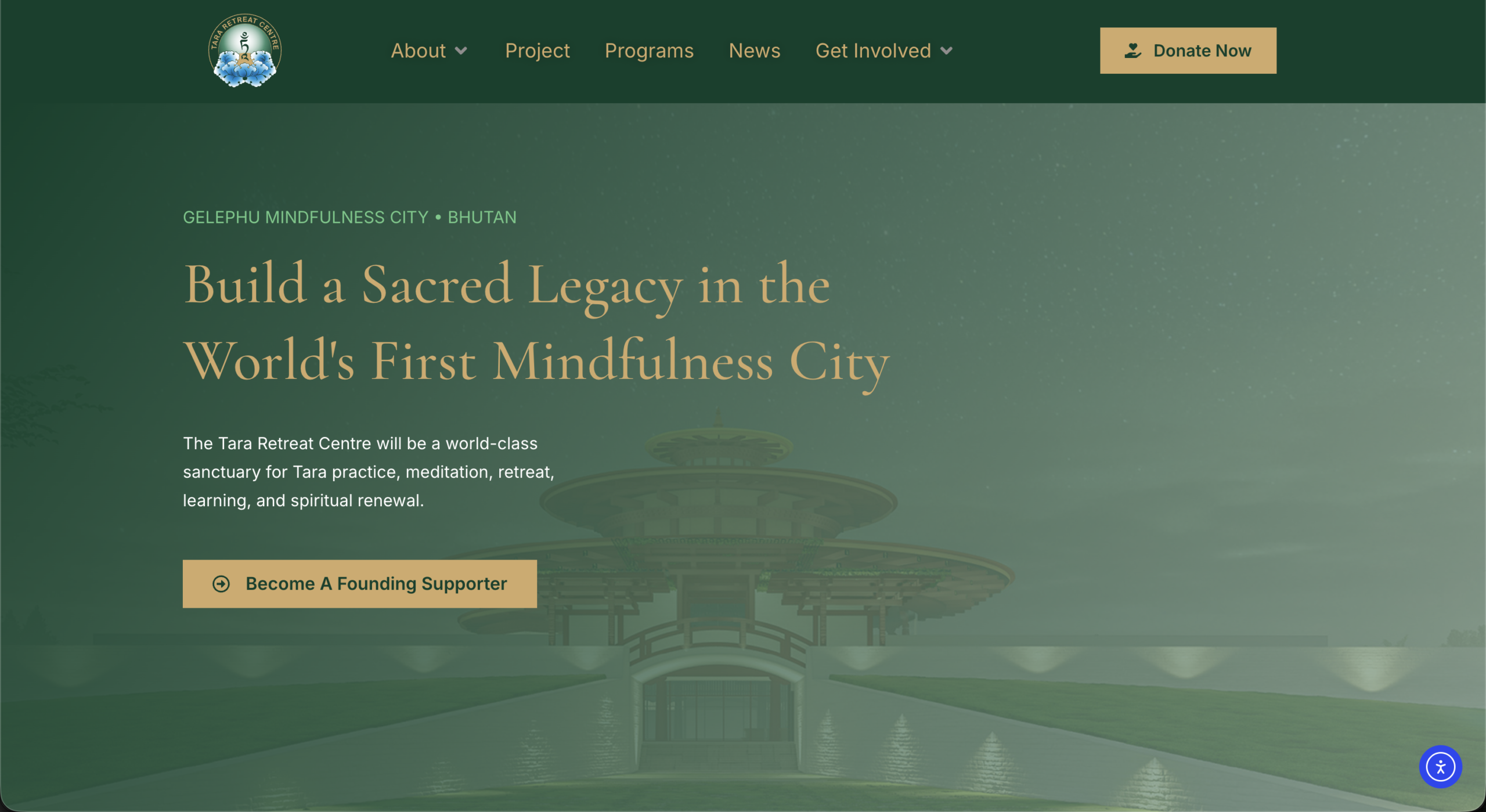 Tara Retreat Centre website homepage, designed and built by 360Creative Studio